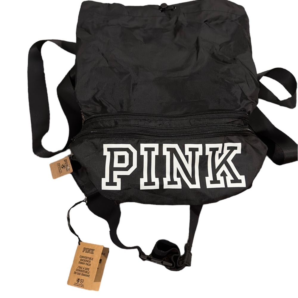 Black Pink Victorias Secret Convertible Backpack/Fann… Gem